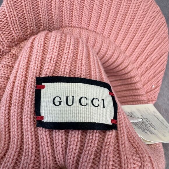Gucci NWT Wool Knit Logo Pink Visor Cap - Picture 8 of 12